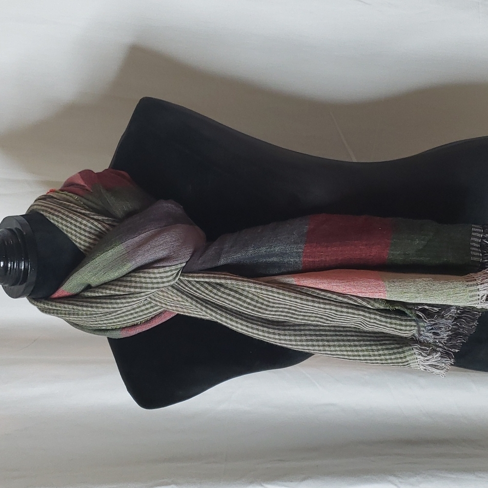 Double Layer Raw Edge Scarf Wrap - image 3